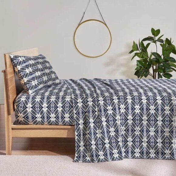 PENDLETON 4-piece Flannel Sheet Set Westward Journey Dark Blue Queen NEW - Picture 1 of 6